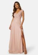 Goddiva Glitter Wrap Maxi Dress Nude S (UK10)