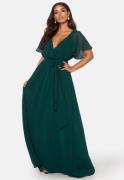 Goddiva Flutter Chiffon Dress Dark Green XL (UK16)