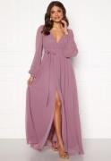 Goddiva Long Sleeve Chiffon Dress Dusty Lavendel XXS (UK6)