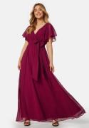 Goddiva Flutter Chiffon Dress Berry XXL (UK18)