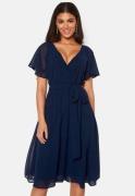 Goddiva Flutter Chiffon Midi Dress Dark blue XXS (UK6)