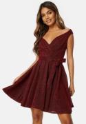 Goddiva Lurex Skater Dress Red XS (UK8)