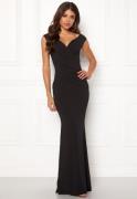 Goddiva Bardot Pleat Maxi Dress Black XXL (UK18)