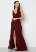 Goddiva Glitter Wrap Front Maxi Dress Red S (UK10)