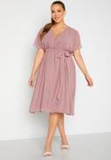 Goddiva Curve Flutter Sleeve Chiffon Midi Dress Purple 52 (UK24)