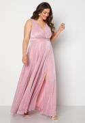 Goddiva Curve Glitter Wrap Front Maxi Curve Dress With Split Pink 46 (...