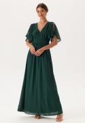 Bubbleroom Occasion Butterfly sleeve chiffon gown Dark green 50