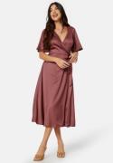 Bubbleroom Occasion Butterfly Sleeve Wrap Satin Dress Old rose 34