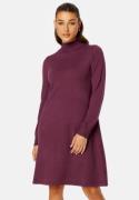 Pieces Jalina LS T-Neck Knit Dress Grape Wine XS