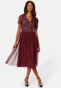 AngelEye Short Sleeve Sequin Embellished Midi Dress Burgundy XXL (UK18...