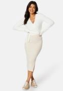 BUBBLEROOM Rachell fluffy knitted wrap top Offwhite L
