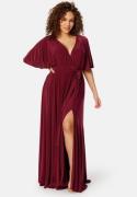 Goddiva Curve Flutter Sleeve Maxi Dress Berry 52 (UK24)