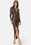 John Zack Sequin Rouch Maxi Dress Bronze B XS (UK8)