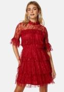 BUBBLEROOM Frill Lace Dress Red 38