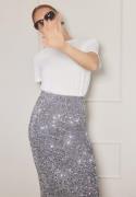 VILA Vibarina HW Midi Sequins Skirt Silver Detail:SILVER M