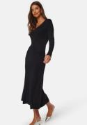 BUBBLEROOM Knitted Rouched Midi Dress Black M