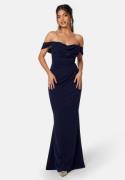 Goddiva Off Shoulder Maxi Dress Dark blue M (UK12)