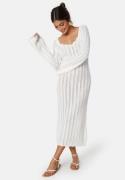 BUBBLEROOM Boat Neck Structure Knitted Dress Offwhite S