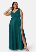 Goddiva Curve Glitter Wrap Front Maxi Dress With Split Emerald 46 (UK1...