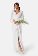 Goddiva Long Sleeve Chiffon Maxi Dress White S (UK10)