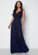 Goddiva Glitter Wrap Maxi Dress Navy L (UK14)