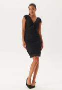 Bubbleroom Occasion V-neck short lace Dress Black 46