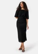 Bubbleroom Occasion Balloon Sleeve Bow Midi Dress Black 48