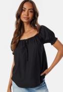 BUBBLEROOM Front Tie Blouse Black L