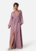 Goddiva Long Sleeve Chiffon Dress Dusty Lavendel XXS (UK6)