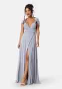 Goddiva Multi Tie Maxi Dress Split Light Blue M (UK12)