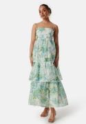 FOREVER NEW Shauna Scallop Trim Midi Dress Green/Floral 38