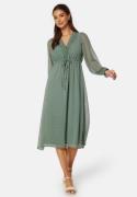 BUBBLEROOM Dobby Dot V-neck Dress Dusty green S