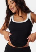 BUBBLEROOM Contrast Rib Tank Top Black XL