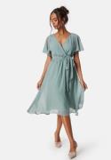 Goddiva Flutter Chiffon Midi Dress Dusty green S (UK10)