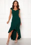 Goddiva Wrap Front Frill Dress Emerald M (UK12)