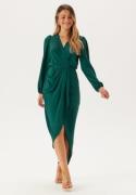 John Zack Balloon Sleeve Wrap Front Maxi Dress Dark Green XS (UK8)