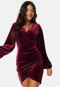 Bubbleroom Occasion Velvet Wrap Dress Dark red S