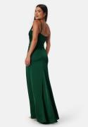 Bubbleroom Occasion Waterfall Satin Gown Dark green 36