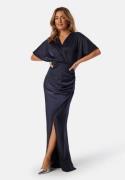 Bubbleroom Occasion Wrap Satin Gown Navy 48