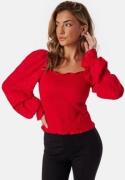 BUBBLEROOM Square Neck Smock Top Red XS