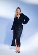 Bubbleroom Occasion Sequin Wrap Gown Black XS