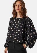 VILA Vilana L/S O-NECK DETAIL TOP  Black Beauty Aop:katy 34