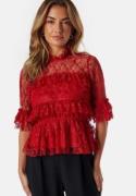 BUBBLEROOM Frill Lace Blouse Red 36