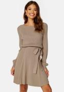 BUBBLEROOM Rib Knitted Skater Dress Dark beige S