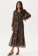 BUBBLEROOM Flounce Midi Dress Leopard S