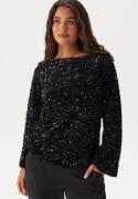 VILA Vifaith Boat Neck L/S SEQUIN T Black Beauty Detail:black Beau M