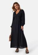 BUBBLEROOM Viscose V-neck Maxi Dress Black 40