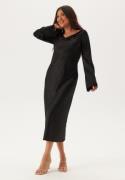 BUBBLEROOM Waterfall Midi Satin Dress Black 40