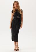 BUBBLEROOM Pleated Cap Sleeve Dress Black L