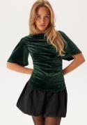 VILA Vivelma Velour 2/4 O-NECK TOP  Scarab L